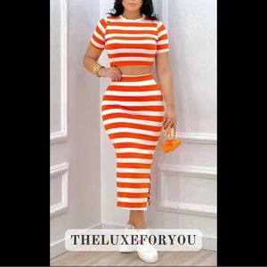 Orange and white 2 piece